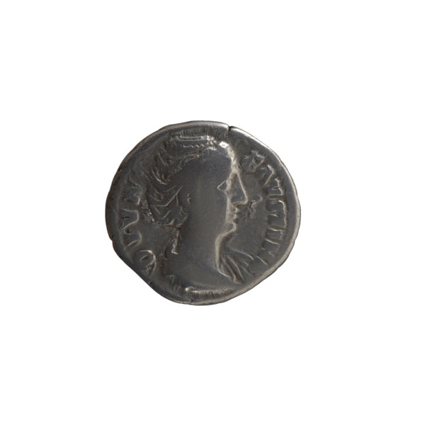 Denarius, posthumous issue for Faustina the Elder (98–141; Roman empress 138–141). Obverse: Bust of