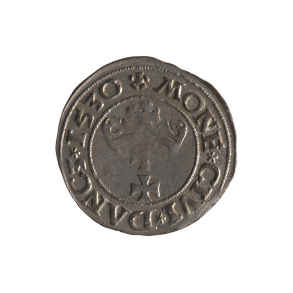 Gdansk szelag, Sigismund I the Old (King of Poland; 1506–1548). Silver coin (1530). Obverse: Eagle