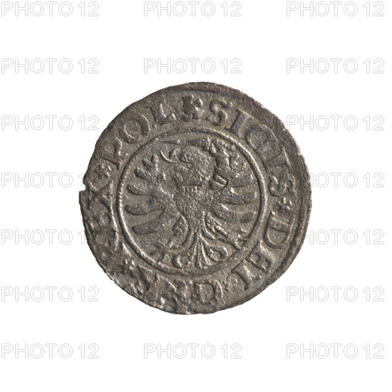 Gdansk szelag, Sigismund I the Old (King of Poland; 1506–1548). Silver coin (1530). Obverse: Eagle