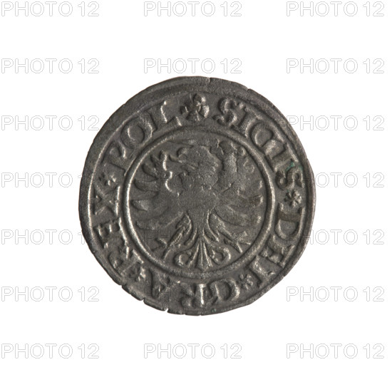 Gdansk szelag, Sigismund I the Old (King of Poland; 1506–1548); Polish coin (1530). Obverse: Eagle