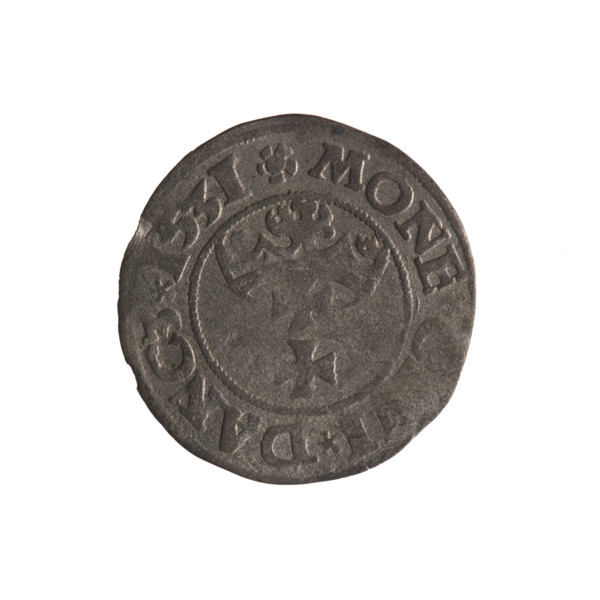 Gdansk szelag, Sigismund I the Old (King of Poland; 1506–1548). Silver coin (1531). Obverse: Eagle