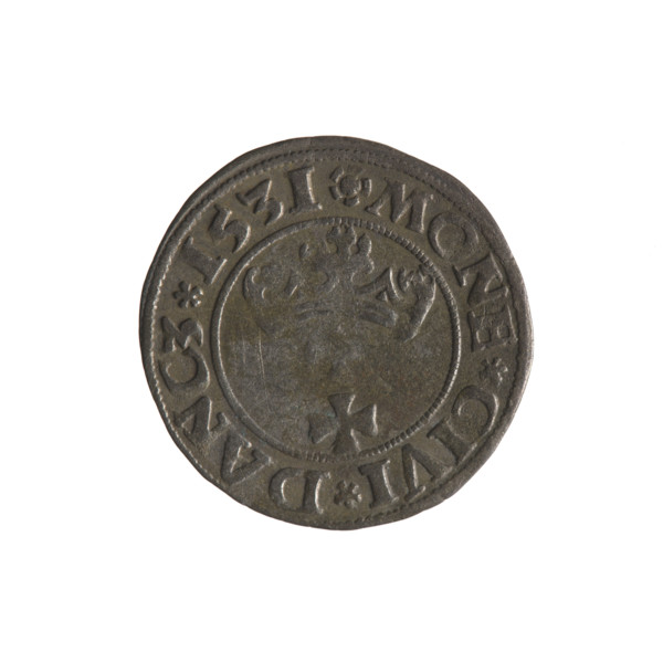 Gdansk szelag, Sigismund I the Old (King of Poland; 1506–1548). Polish coin (1531). Obverse: Eagle