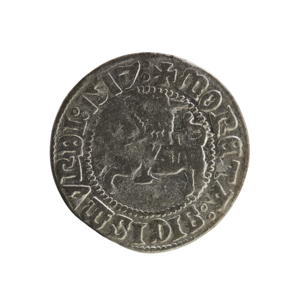 Lithuanian half-grosz, Sigismund I the Old (king of Poland; 1506–1548). Coin (1517). Obverse: