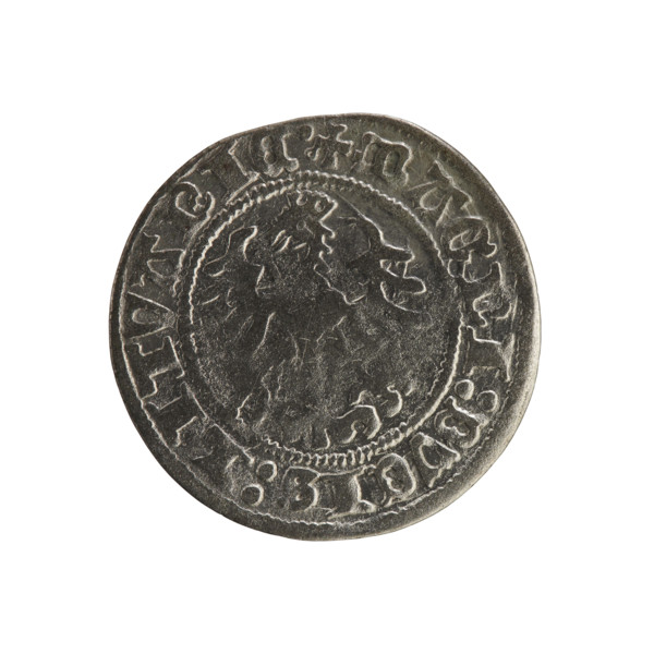 Lithuanian half-grosz, Sigismund I the Old (king of Poland; 1506–1548). Obverse: Pursuer