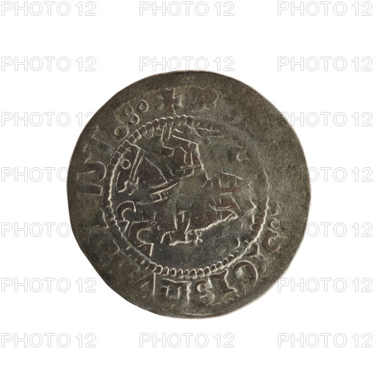 Lithuanian half-grosz, Sigismund I the Old (king of Poland; 1506–1548). Obverse: Pursuer