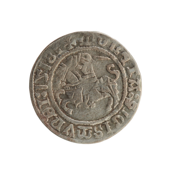 Lithuanian half-grosz, Sigismund I the Old (king of Poland; 1506–1548). Obverse: Pursuer