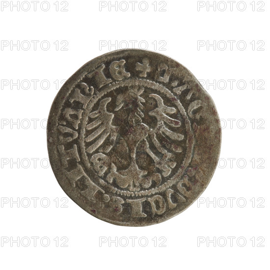 Lithuanian half-grosz, Sigismund I the Old (king of Poland; 1506–1548). Coin (1518). Obverse: