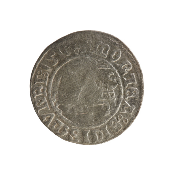Lithuanian half-grosz, Sigismund I the Old (king of Poland; 1506–1548). R8 (rarity). Polish coin,