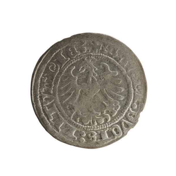 Lithuanian half-grosz, Sigismund I the Old (king of Poland; 1506–1548). Obverse: Pursuer