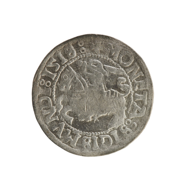 Lithuanian half-grosz, Sigismund I the Old (king of Poland; 1506–1548). Silver coin, dated 1518.