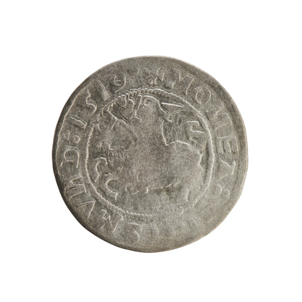 Lithuanian half-grosz, Sigismund I the Old (king of Poland; 1506–1548). Silver coin (half-grosz),