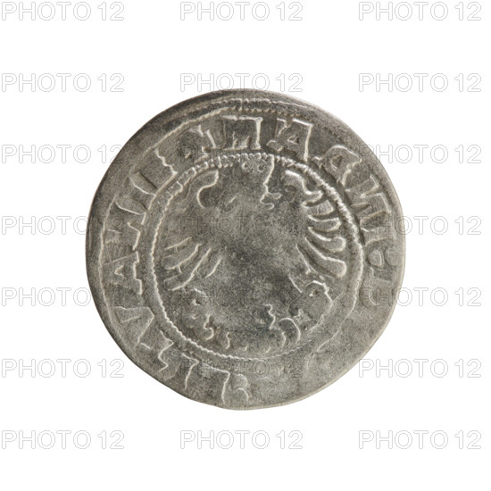 Lithuanian half-grosz, Sigismund I the Old (king of Poland; 1506–1548). Silver coin (half-grosz),