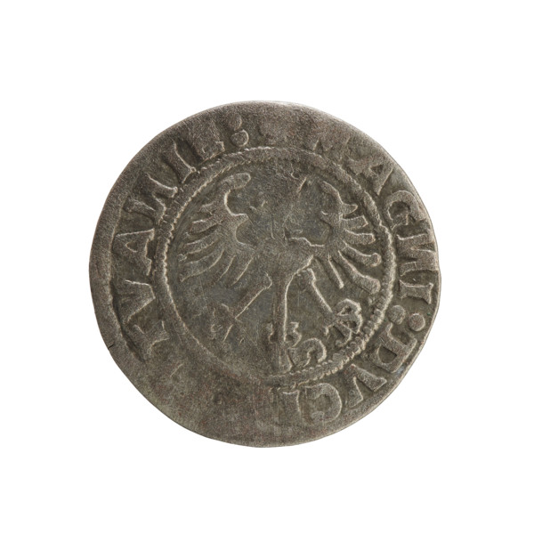Lithuanian half-grosz, Sigismund I the Old (king of Poland; 1506–1548). Silver coin (half-grosz),