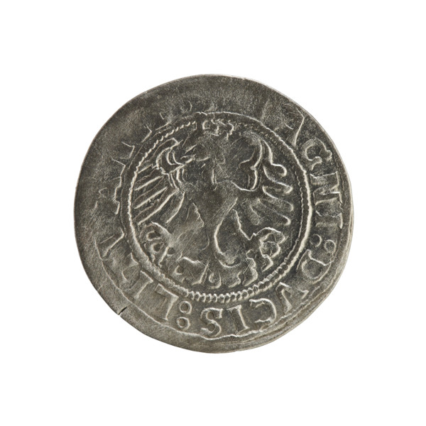Lithuanian half-grosz, Sigismund I the Old (king of Poland; 1506–1548). Silver coin dated 1519.