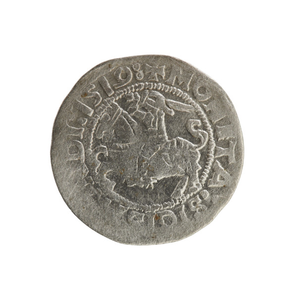 Lithuanian half-grosz, Sigismund I the Old (king of Poland; 1506–1548). Silver coin (half-grosz),