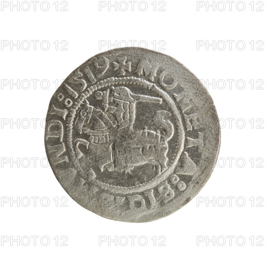 Lithuanian half-grosz, Sigismund I the Old (king of Poland; 1506–1548). Silver coin (half-grosz),
