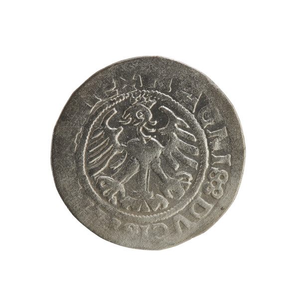 Lithuanian half-grosz, Sigismund I the Old (king of Poland; 1506–1548). Silver coin, dated 1519.