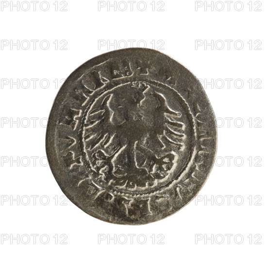Lithuanian half-grosz, Sigismund I the Old (king of Poland; 1506–1548). Obverse: Chaser (Chaser