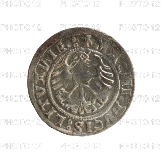 Lithuanian half-grosz, Sigismund I the Old (king of Poland; 1506–1548). Silver coin (half-grosz),