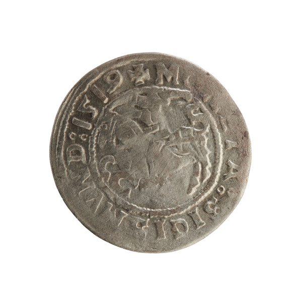 Lithuanian half-grosz, Sigismund I the Old (king of Poland; 1506–1548). Silver coin (half-grosz),