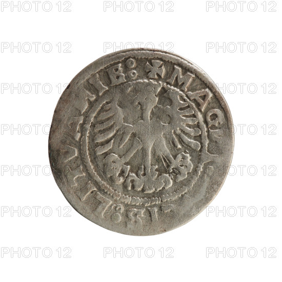 Lithuanian half-grosz, Sigismund I the Old (king of Poland; 1506–1548). Obverse: Pursuer