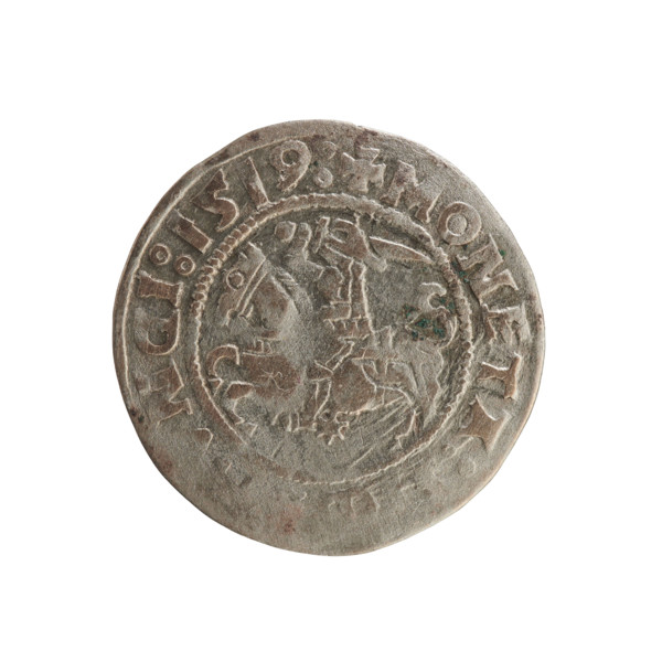 Lithuanian half-grosz, Sigismund I the Old (king of Poland; 1506–1548). Polish coin of the