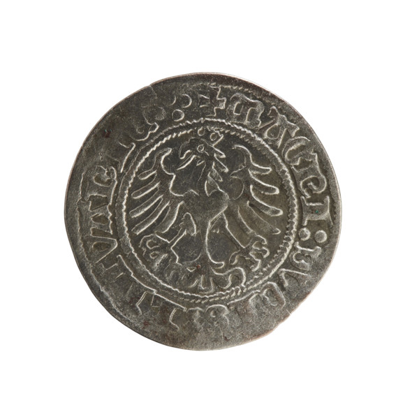 Lithuanian half-grosz of Sigismund I the Old (reigned 1506–1548). Obverse: Pogon (Lithuanian