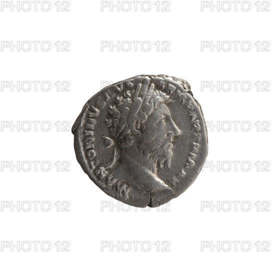 Denarius of Marcus Aurelius (121–180; Roman emperor 161–180), 168, Rome. Obverse: Head of Marcus