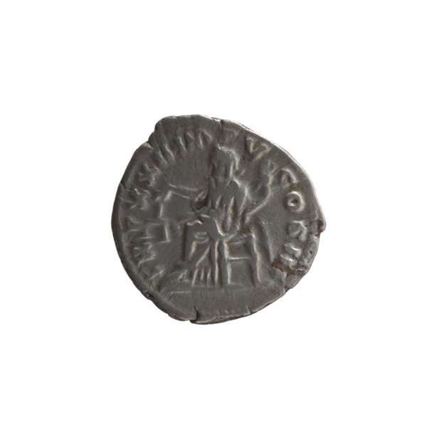 Denarius of Marcus Aurelius (reigned 161–180). Obverse: Head of Marcus Aurelius with laurel wreath