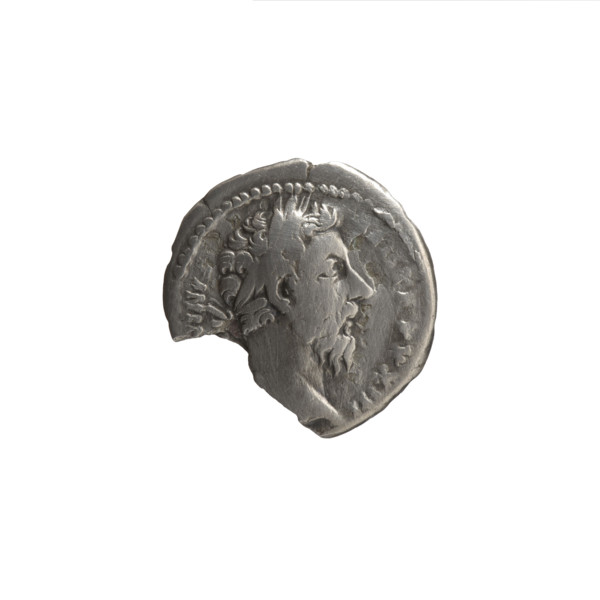 Denarius of Marcus Aurelius (121–180; Roman emperor 161–180), 168–169. Obverse: Head of Marcus