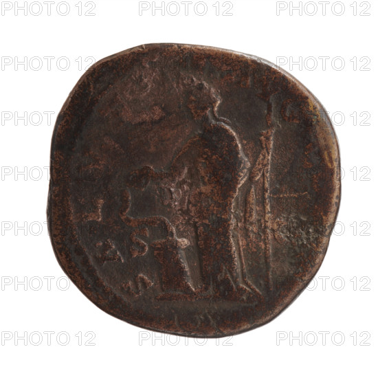 Sestertius of Marcus Aurelius (121–180; Roman emperor 161–180). Obverse: Head of Marcus Aurelius
