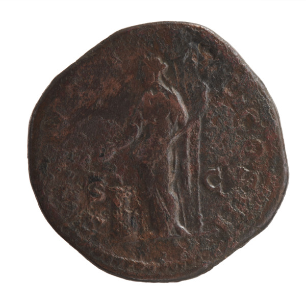 Sestertius of Marcus Aurelius (121–180; Roman Emperor 161–180), 169–170 CE. Obverse: Bust of Marcus