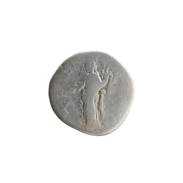 Denarius of Marcus Aurelius (121–180; Roman emperor 161–180). Obverse: Head of Marcus Aurelius with