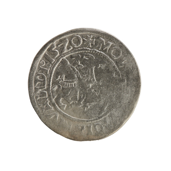 Lithuanian half-grosz, Sigismund I the Old (king of Poland; 1506–1548). Silver coin (half-grosz),