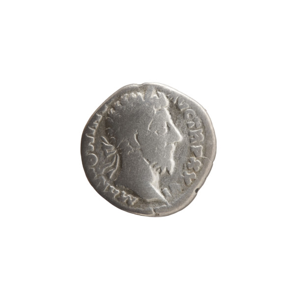 Denarius, Marcus Aurelius (121–180; Roman emperor 161–180) — obverse: head of Marcus Aurelius with