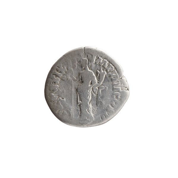 Denarius of Marcus Aurelius (121–180; Roman emperor 161–180), c. 175 CE. Obverse: Head of Marcus