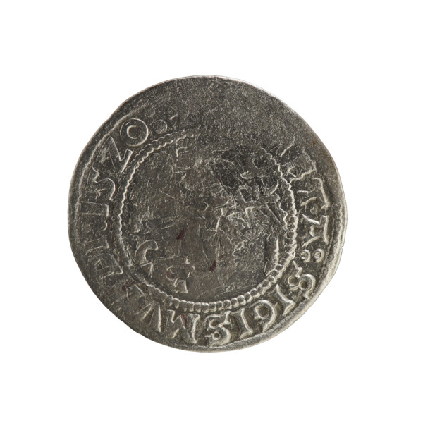 Lithuanian half-grosz, Sigismund I the Old (King of Poland; 1506–1548). Obverse: Pogon (Lithuanian