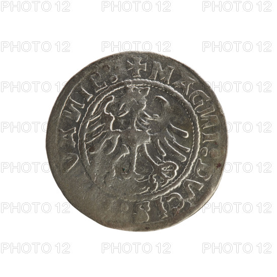 Lithuanian half-grosz, Sigismund I the Old (king of Poland; 1506–1548). Silver coin (half-grosz),