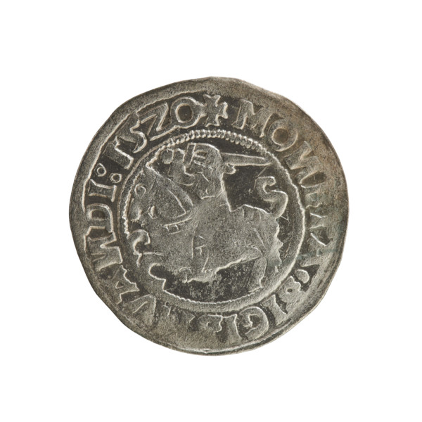 Lithuanian half-grosz, Sigismund I the Old (king of Poland; 1506–1548). Silver coin (half-grosz),