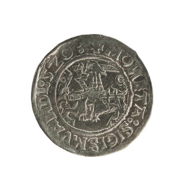 Lithuanian half-grosz (1520), Sigismund I the Old (King of Poland, 1506–1548). Obverse: Pogon