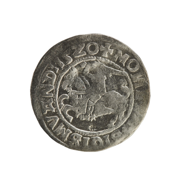 Lithuanian half-grosz, Sigismund I the Old (king of Poland; 1506–1548). Obv.: Pogon (Lithuanian