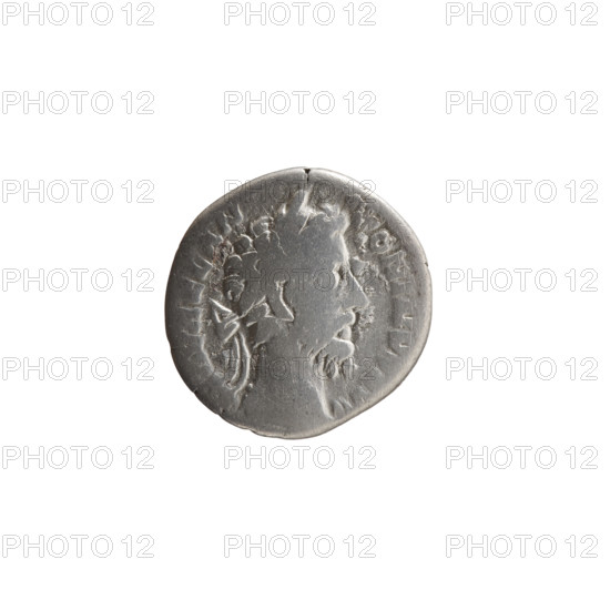 Denarius of Marcus Aurelius (121–180; Roman emperor 161–180). Obverse: Head of Marcus Aurelius with