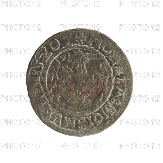 Lithuanian half-grosz, Sigismund I the Old (king of Poland; 1506–1548). R8 (rarity). Polish coin of