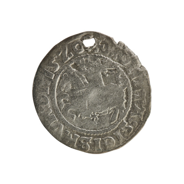 Lithuanian half-grosz, Sigismund I the Old (king of Poland; 1506–1548). R8 (rarity). Polish coin of