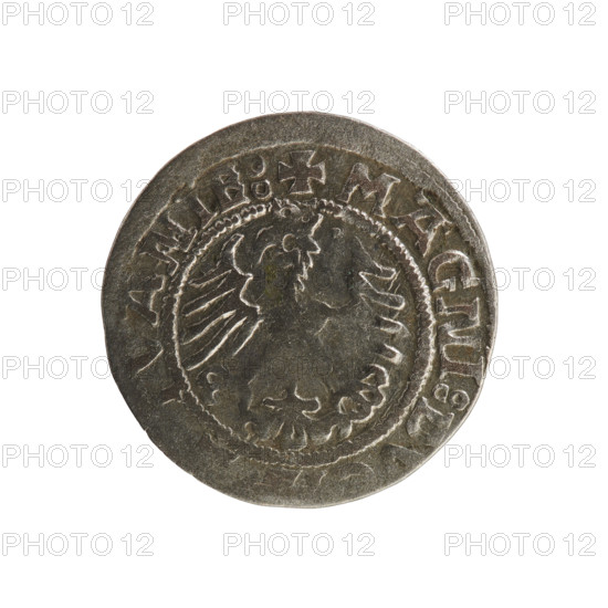 Lithuanian half-grosz, Sigismund I the Old (king of Poland; 1506–1548). Silver coin (half-grosz),