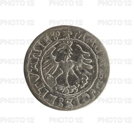 Lithuanian half-grosz, Sigismund I the Old (king of Poland; 1506–1548), 1521. Obverse: Pogon