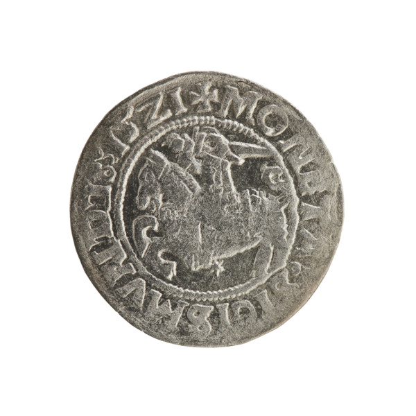 Lithuanian half-grosz, Sigismund I the Old (king of Poland; 1506–1548). Silver coin (half-grosz),