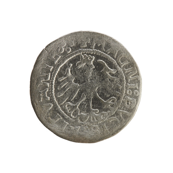 Lithuanian half-grosz, Sigismund I the Old (king of Poland; 1506–1548). Silver coin (half-grosz),