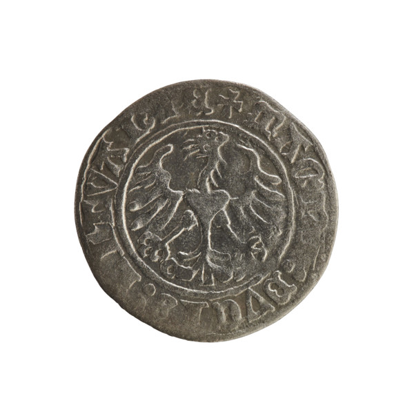Lithuanian half-grosz, Sigismund I the Old (king of Poland; 1506–1548). R8 (rarity). Polish coin of