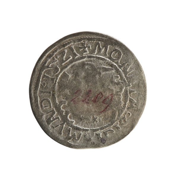 Lithuanian half-grosz, Sigismund I the Old (king of Poland; 1506–1548). R8 (rarity). Polish coin of